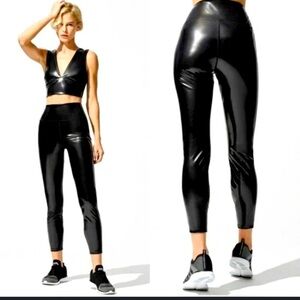 Nwot carbon38 high rise latex legging small $98 athletic yoga spring casual goth